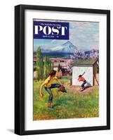 "Oregon Baseball" Saturday Evening Post Cover, April 21, 1951-John Clymer-Framed Giclee Print