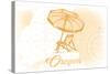 Oregon - Beach Chair and Umbrella - Yellow - Coastal Icon-Lantern Press-Stretched Canvas