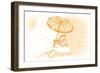 Oregon - Beach Chair and Umbrella - Yellow - Coastal Icon-Lantern Press-Framed Art Print