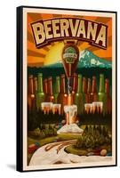 Oregon - Beervana Tap and Valley-Lantern Press-Framed Stretched Canvas