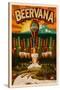 Oregon - Beervana Tap and Valley-Lantern Press-Stretched Canvas