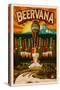 Oregon - Beervana Tap and Valley-Lantern Press-Stretched Canvas