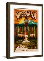 Oregon - Beervana Tap and Valley-Lantern Press-Framed Art Print