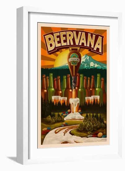 Oregon - Beervana Tap and Valley-Lantern Press-Framed Art Print