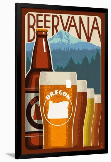 Oregon - Beervana-Lantern Press-Framed Art Print