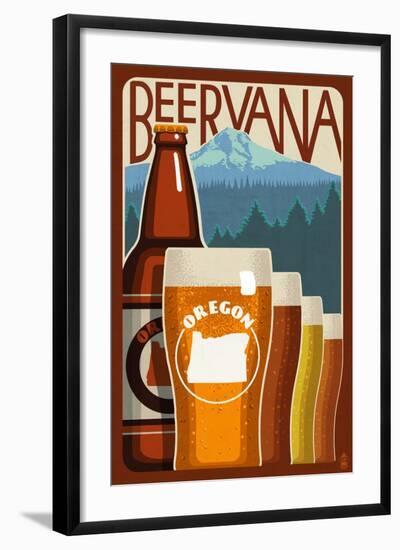 Oregon - Beervana-Lantern Press-Framed Art Print