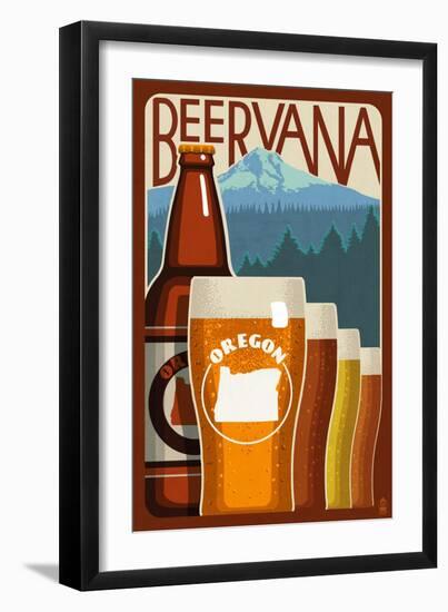 Oregon - Beervana-Lantern Press-Framed Art Print