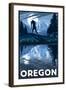 Oregon - Bigfoot and Mountain-Lantern Press-Framed Art Print