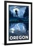 Oregon - Bigfoot and Mountain-Lantern Press-Framed Art Print