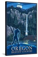 Oregon Bigfoot Country and Multnomah Falls-Lantern Press-Stretched Canvas