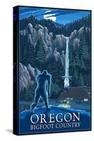 Oregon Bigfoot Country and Multnomah Falls-Lantern Press-Stretched Canvas