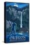 Oregon Bigfoot Country and Multnomah Falls-Lantern Press-Stretched Canvas