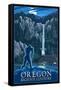 Oregon Bigfoot Country and Multnomah Falls-Lantern Press-Framed Stretched Canvas