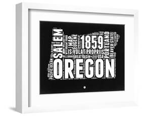 Oregon Black and White Map-NaxArt-Framed Art Print