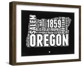 Oregon Black and White Map-NaxArt-Framed Art Print