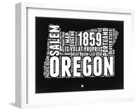 Oregon Black and White Map-NaxArt-Framed Art Print