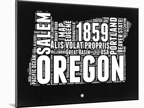 Oregon Black and White Map-NaxArt-Mounted Art Print