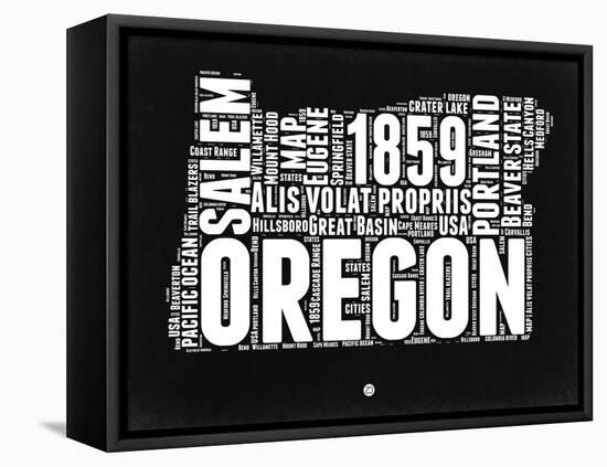 Oregon Black and White Map-NaxArt-Framed Stretched Canvas