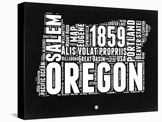 Oregon Black and White Map-NaxArt-Stretched Canvas