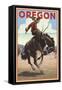 Oregon - Bucking Bronco-Lantern Press-Framed Stretched Canvas