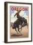 Oregon - Bucking Bronco-Lantern Press-Framed Art Print