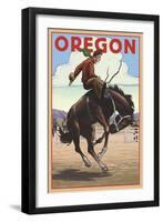 Oregon - Bucking Bronco-Lantern Press-Framed Art Print