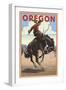 Oregon - Bucking Bronco-Lantern Press-Framed Art Print