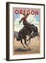 Oregon - Bucking Bronco-Lantern Press-Framed Art Print