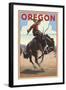 Oregon - Bucking Bronco-Lantern Press-Framed Art Print