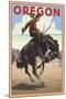 Oregon - Bucking Bronco-Lantern Press-Mounted Art Print