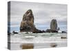 Oregon, Cannon Beach. Needle Seastack, stormy sky-Jamie and Judy Wild-Stretched Canvas