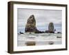 Oregon, Cannon Beach. Needle Seastack, stormy sky-Jamie and Judy Wild-Framed Photographic Print