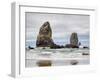 Oregon, Cannon Beach. Needle Seastack, stormy sky-Jamie and Judy Wild-Framed Photographic Print