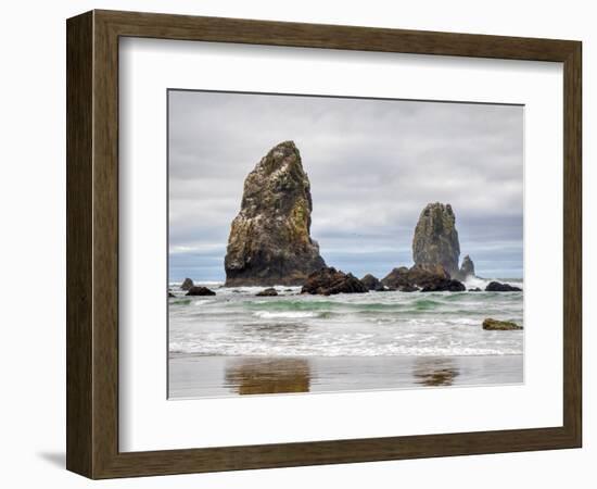 Oregon, Cannon Beach. Needle Seastack, stormy sky-Jamie and Judy Wild-Framed Photographic Print