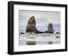 Oregon, Cannon Beach. Needle Seastack, stormy sky-Jamie and Judy Wild-Framed Photographic Print