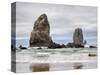 Oregon, Cannon Beach. Needle Seastack, stormy sky-Jamie and Judy Wild-Stretched Canvas