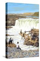 Oregon - Celilo Falls-Lantern Press-Stretched Canvas