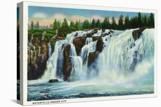Oregon City, Oregon - View of the Waterfalls, c.1936-Lantern Press-Stretched Canvas