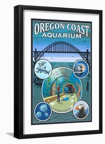 Oregon Coast Aquarium - Lantern Press Original Poster-Lantern Press-Framed Art Print