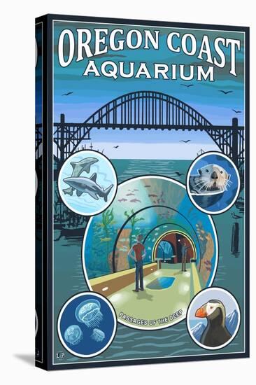 Oregon Coast Aquarium - Lantern Press Original Poster-Lantern Press-Stretched Canvas