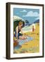 Oregon Coast Beach Scene Poster-Lantern Press-Framed Art Print