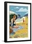Oregon Coast Beach Scene Poster-Lantern Press-Framed Art Print