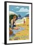 Oregon Coast Beach Scene Poster-Lantern Press-Framed Art Print