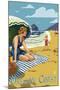 Oregon Coast Beach Scene Poster-Lantern Press-Mounted Art Print