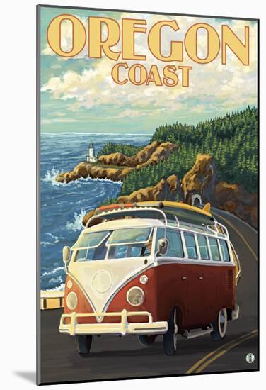 Oregon Coast, Cruising The Coast, Vw Bug Van-null-Mounted Poster