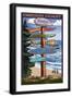 Oregon Coast Destinations-Lantern Press-Framed Art Print