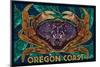Oregon Coast - Dungeness Crab Mosaic-Lantern Press-Mounted Art Print