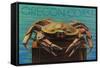 Oregon Coast - Dungeness Crab Vintage Postcard-Lantern Press-Framed Stretched Canvas