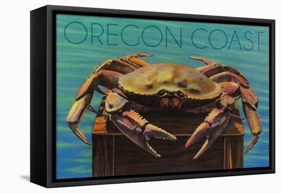 Oregon Coast - Dungeness Crab Vintage Postcard-Lantern Press-Framed Stretched Canvas