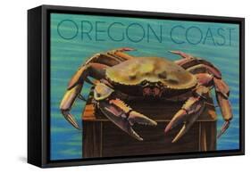 Oregon Coast - Dungeness Crab Vintage Postcard-Lantern Press-Framed Stretched Canvas